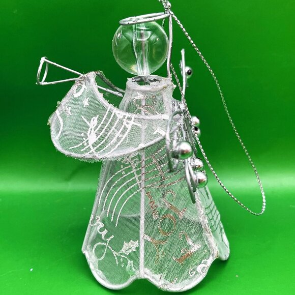 VTG Satin Ball Mesh Heart Star Angel Ornament Set/4 Gold Silver Tassel Beaded - Picture 7 of 10